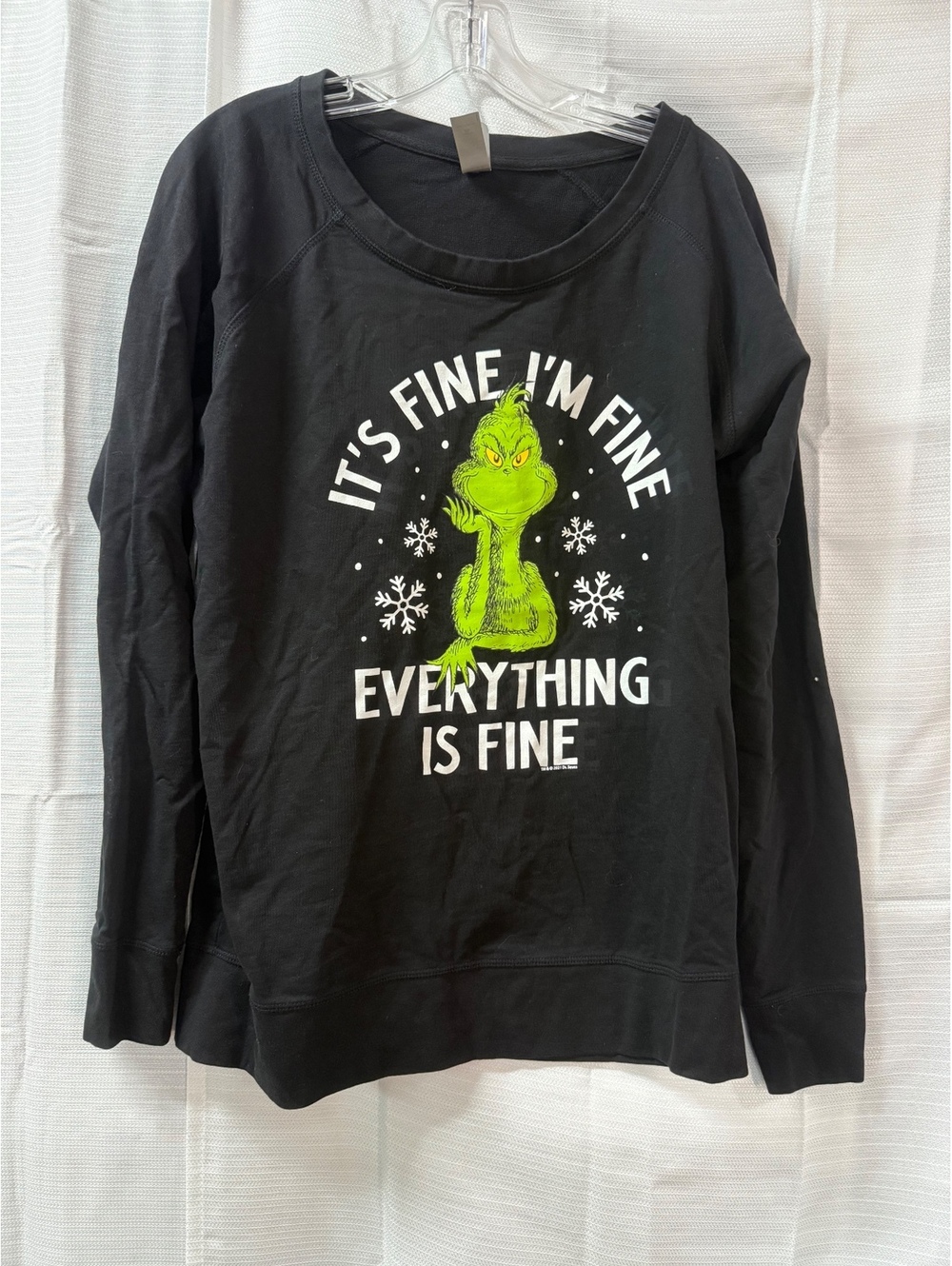 Instant Message Black Cotton Pullover Sweatshirt with Grinch Graphic